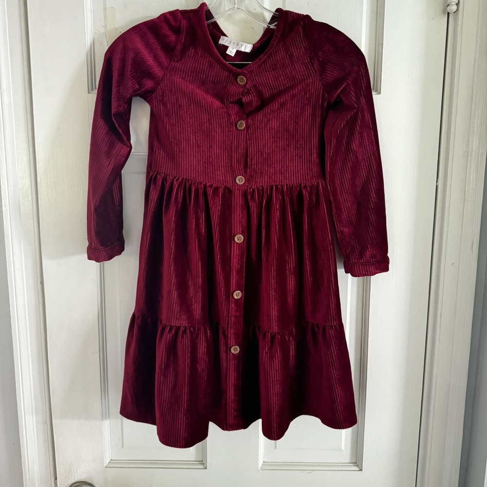 Biscotti Burgundy Corduroy Kids Dress